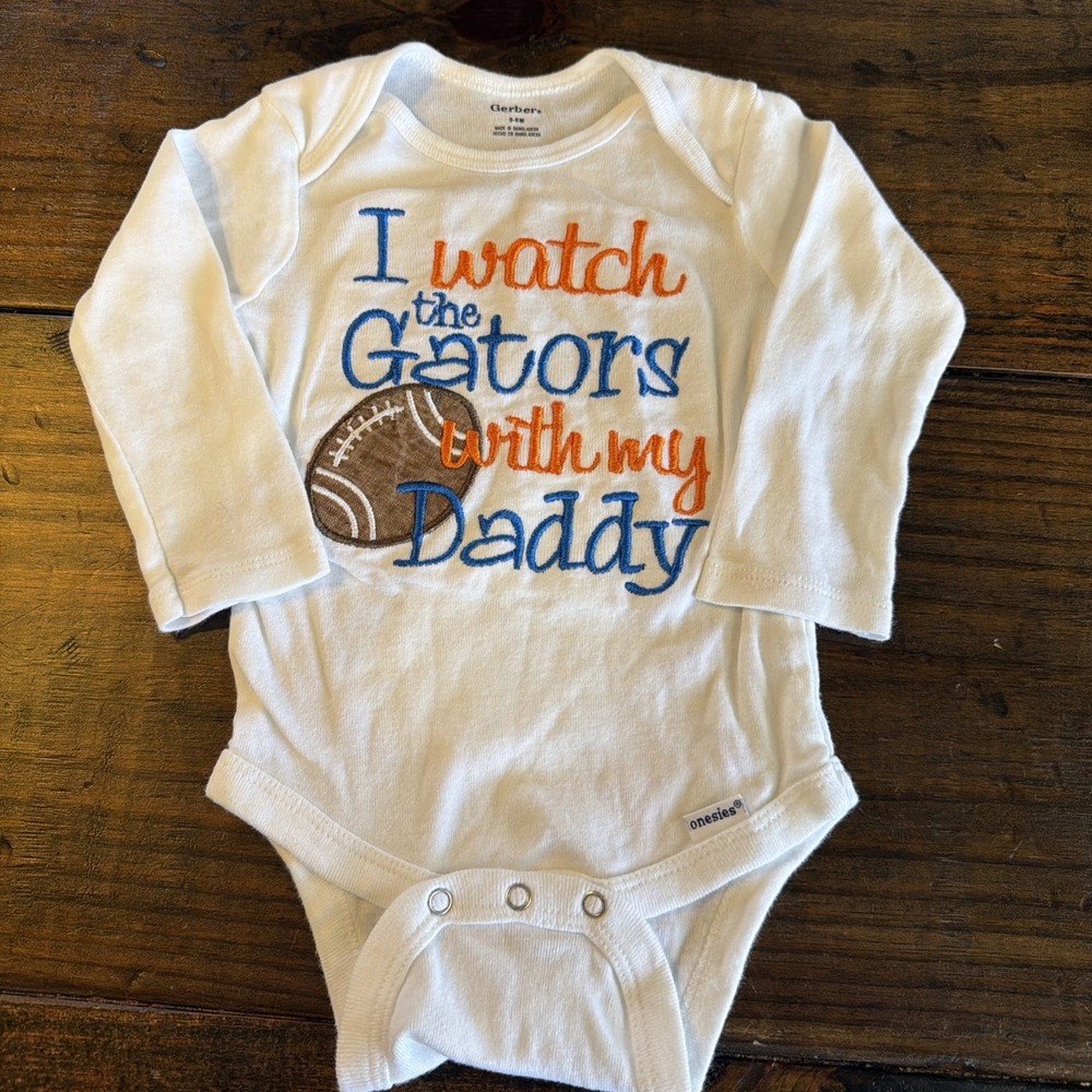 Gerber Florida Gators Baby Onesie 6-9M Daddy Football Long Sleeve UF